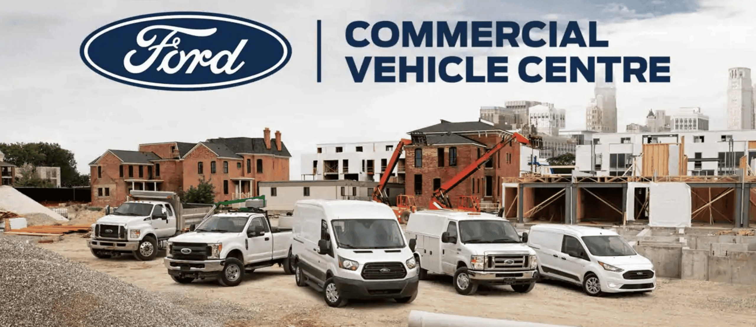 Ford Commercial Vehicle Centre showcasing a range of commercial vehicles in a professional setting.